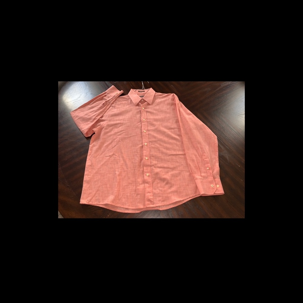 Mondo Di Marco Button Up Shirt XXL Mens Long Sleeve Coral Solid European Fabric